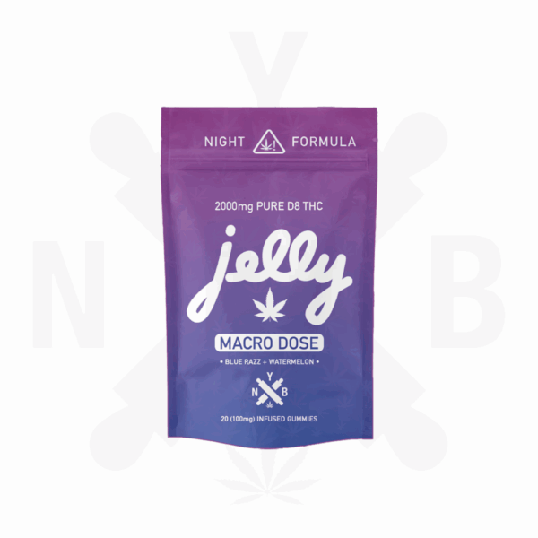 Jelly MacroDose Night Formula – CBN boosted gummies designed to promote restful sleep and relaxation.