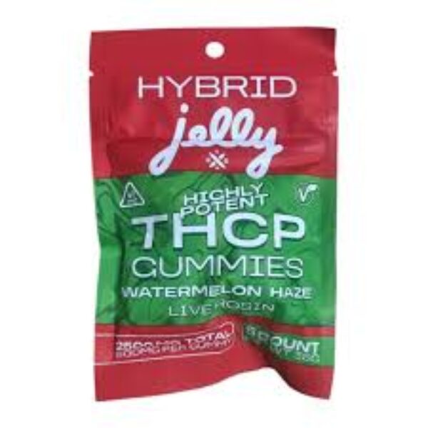 Watermelon Haze Hybrid THCP gummies by Not Your Bakery, compact 5ct pack at Select Choice.