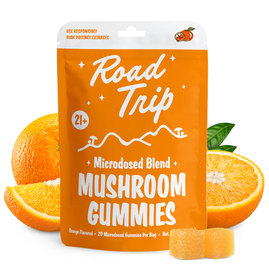Road Trip Mushroom Gummies Microdosed Blend Orange – premium functional mushroom gummies for focus, creativity, and wellness