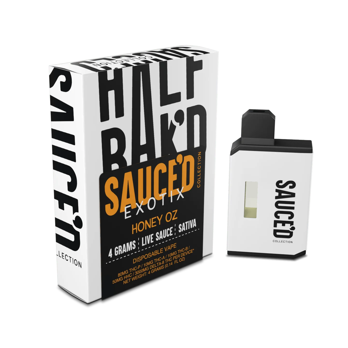 Half BaK’d Honey OZ Sativa 4G Sauced Exotix Disposable | Select Choice