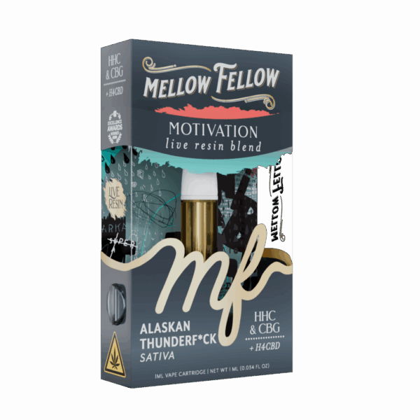 Boost energy and focus with Mellow Fellow Alaskan Thunder Fuck Sativa 1G Cart Charged from Select Choice.