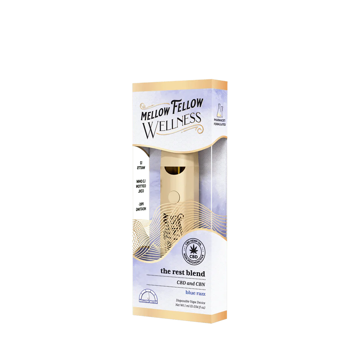 Blue Razz - Mellow Fellow - Rest Blend CBD and CBN 1G Vape - Image 3