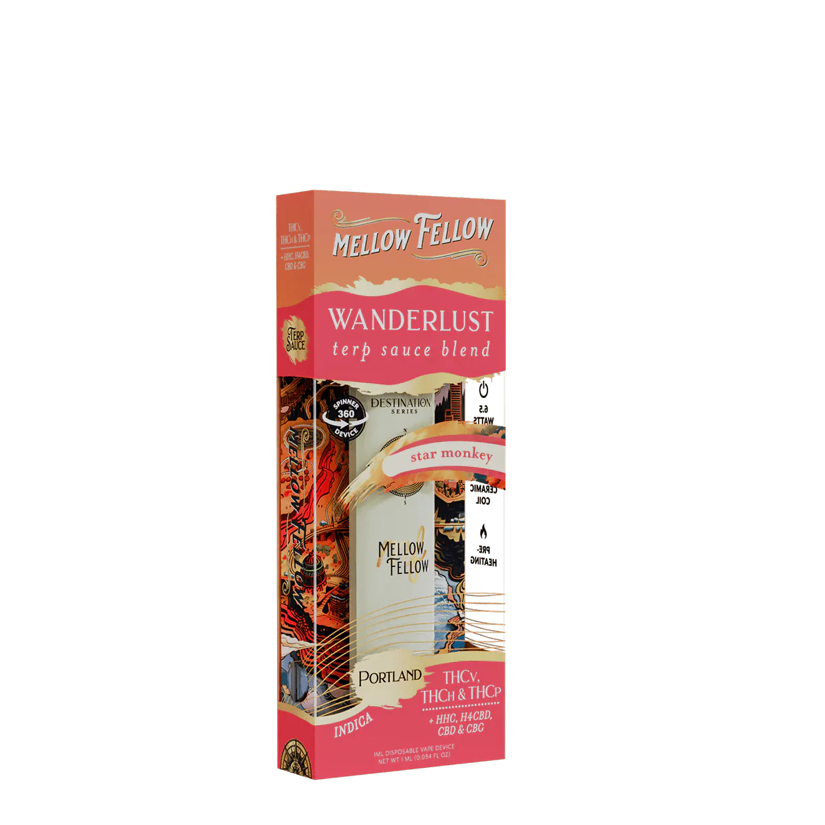 Mellow Fellow Star Monkey Indica 1G Fidget Disposable | Select Choice