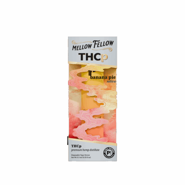 Sweet banana flavor and uplifting Sativa effects — Banana Pie THCP .5G Disposable by Mellow Fellow at Select Choice.