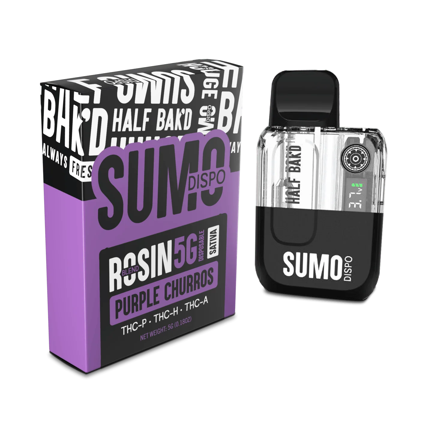 Half BaK’d Purple Churros Sativa SUMO Rosin Blend 5G Disposable | Select Choice