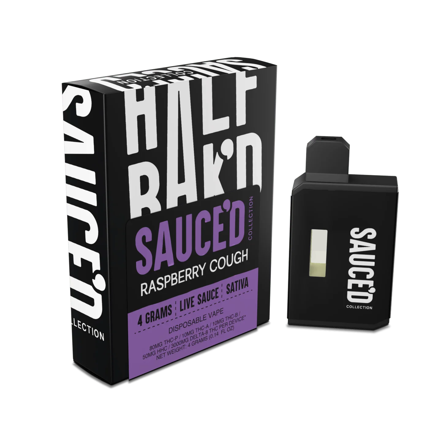 Half BaK’D Raspberry Cough Sativa Sauced 4G Disposable | Select Choice