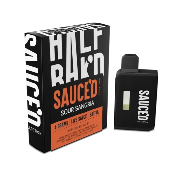 Enjoy fruity flavor and vibrant Sativa effects with Half BaK’D Sour Sangria 4G Disposable from Select Choice.