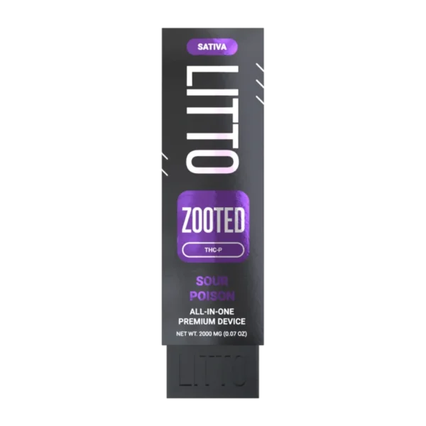 Experience tangy, uplifting effects with LITTO ZOOTED Sour Poison All in One Premium 2ML from Select Choice.