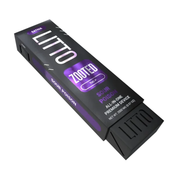 Experience tangy, uplifting effects with LITTO ZOOTED Sour Poison All in One Premium 2ML from Select Choice.